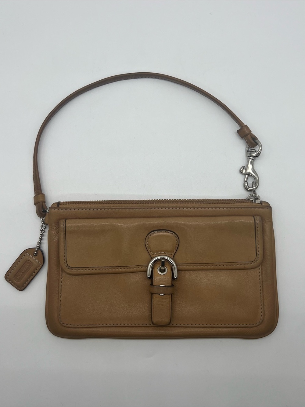 COACH VINTAGE Y2K Soho Camel Smooth Leather Wristlet Clutch Mini Handbag